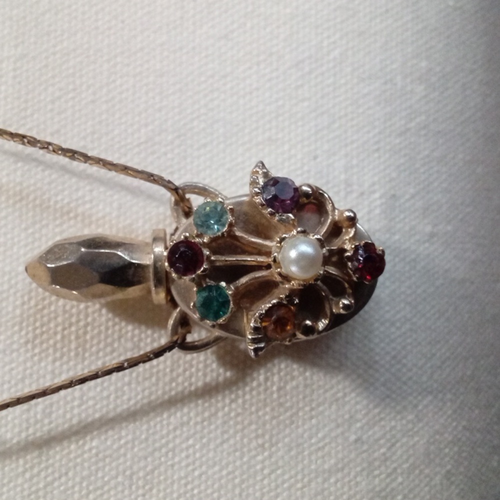 Vintage multicolor rhinestone perfume bottle necklace